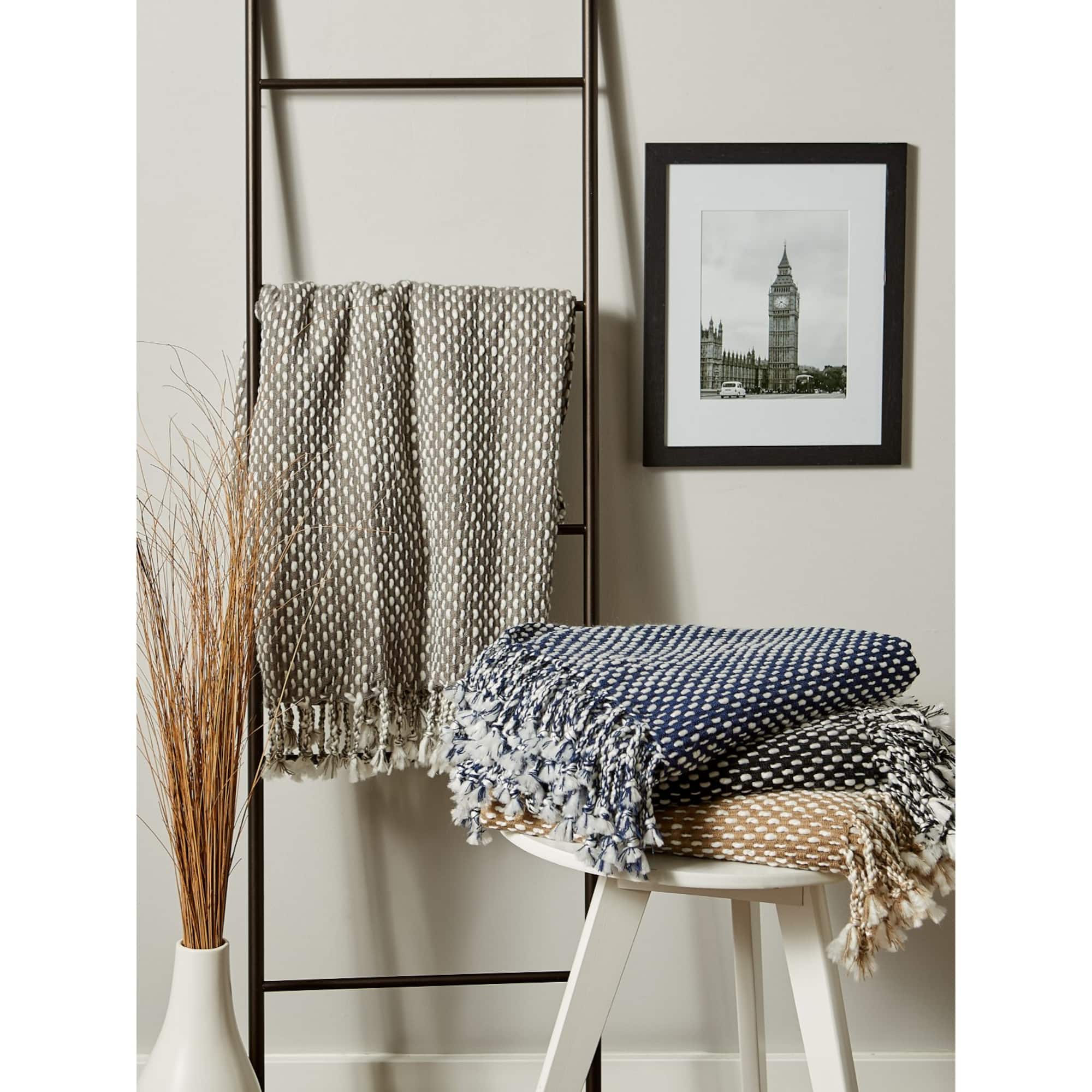 DII® Gray & White Textured Acrylic Throw